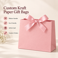 Sacs cadeaux personnalisés en papier kraft avec poignées en ruban et nœud pour emballage cadeau écologique de fêtes, vente en gros, commandes B2B pour marques