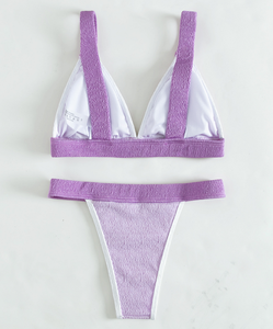 Maillot de bain deux pièces Sexy, texture solide, <span class=keywords><strong>Mini</strong></span>, Micro, fente haute, dos nu, culotte tanga, vêtements de plage, nouvelle collection - Product Image 4