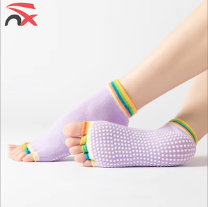 Chaussettes de sport de Pilate de Yoga de poignée d'orteils exposés en polyester de fournisseur de gros d'usine de Nx pour des femmes - Product Image 6
