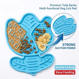 Tapis de léchage pour chien en silicone à ventouse puissante, modèle <span class=keywords><strong>Tulipe</strong></span>, pour le bain, le toilettage et la distraction pendant la coupe des ongles - Product Image 2