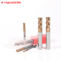 HANDERK Carburo de tungsteno 4 flautas Juego de fresas de punta cuadrada Fresa plana de 4/6/8/10mm para herramienta CNC