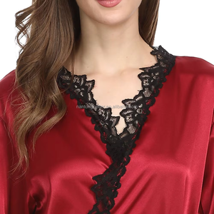 Kimono Lungo da <span class=keywords><strong>Sposa</strong></span> <span class=keywords><strong>e</strong></span> Damigella in Pizzo <span class=keywords><strong>e</strong></span> Raso di Seta, Taglie Forti, Lussuoso, Sexy, per Donna - Product Image 5