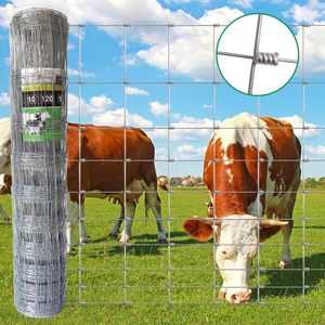 Malla <span class=keywords><strong>de</strong></span> <span class=keywords><strong>Alambre</strong></span> Tejida <span class=keywords><strong>de</strong></span> Alta Resistencia para Agricultura, Rollo <span class=keywords><strong>de</strong></span> Cerca para Animales <span class=keywords><strong>de</strong></span> Campo con Nudos Fijos, Galvanizada para Cabras, Ovejas y Ganado - Product Image 1