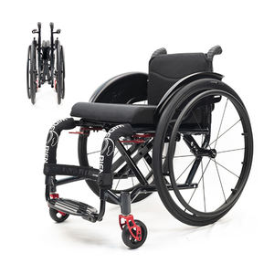 Silla de ruedas manual de aleación de aluminio ligera deportiva con respaldo plegable portátil de liberación rápida para uso doméstico de viaje - Product Image 4