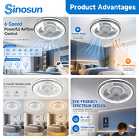 Ventilateur de plafond LED intelligent 20 pouces avec télécommande, intensité réglable en continu, pour décoration intérieure moderne de chambre à coucher – Vente chaude OEM/ODM