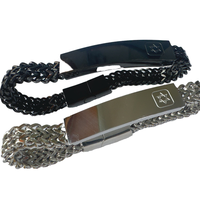 Yiwu Aceon Velle en acier inoxydable fendu fort connecteur fermoir Logo personnalisé estampillé Double couche chaîne carré juif étoile Bracelet