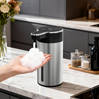 Distributeur automatique de savon en acier inoxydable, 4 niveaux réglables, affichage LED, 400 ml, étanche, pour projets hôteliers
