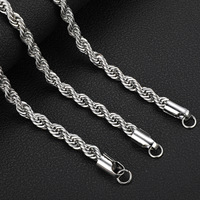 Chaîne de collier en acier inoxydable plaqué or de 3 mm, 4 mm, 5 mm, chaîne à maillons, chaîne de corde, pour hommes, bijoux tendance hip-hop