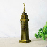 Modèle d'architecture de la tour de l'horloge de la Mecque en métal, Zhejiang, Chine, moulage plaqué or, cadeau créatif pour la maison, monument touristique, souvenir