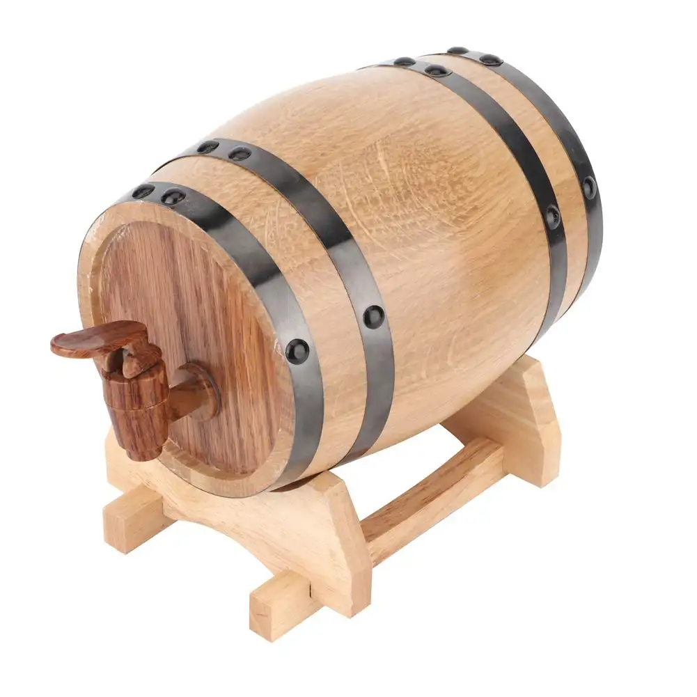 1L Oak Wood Large Capacity Mini Portable Sealing Leakproof Wine Keg Household Storage Bucket Beer Casks Wine Barrel Dispenser