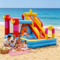 Château gonflable Oxford étoile et lune avec toboggan pour enfants, idéal pour la maison et le jardin