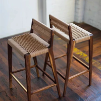 Tabouret de bar moderne en corde tressée de style européen Runwood pour salle à manger, cuisine, usage commercial, chaise d'îlot domestique