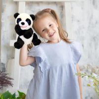 Marionnette Panda en peluche douce de 9 pouces avec bouche mobile, décoration pour la maison
