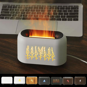 เครื่องกระจายกลิ่นอโรมาลายไม้ 150 มล. เครื่องเพิ่มความชื้นแบบ USB พร้อมไฟเปลวเทียน โคมไฟตั้งโต๊ะสร้างบรรยากาศ ใช้ในบ้านและสำนักงาน - Product Image 1