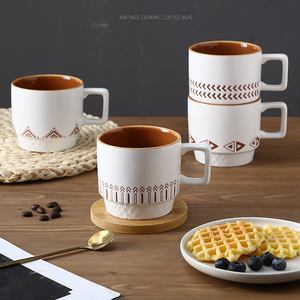Tasses en porcelaine classiques pour petit-déjeuner d'étudiant, 300 ml, qualité alimentaire, OEM/ODM, emballage personnalisable, réutilisables, pour boissons chaudes/cappuccino, vente en gros - Product Image 2