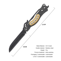 Couteau pliant multifonction durable en acier inoxydable Hongrui, outil de camping DIY avec ouvre-bouteille
