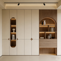 Armoire murale de salon modulaire en bois massif, personnalisée et écologique, avec un design moderne, 5+ tiroirs et compartiments