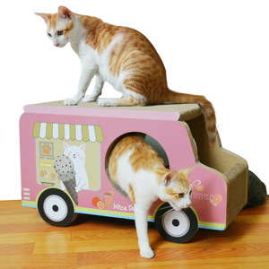 Large Corrugated Cardboard <b>Cat</b> Scratching Post School Bus <b>Cat</b> <b>Bed</b> With Cartoon Pattern 60x26.5x34cm Single Level <b>Cat</b> <b>Tree</b> - Product Image 2