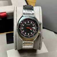 Montre de course automatique à double couronne rouge d'occasion, mécanique, étanche, en acier, pour homme, style rétro décontracté