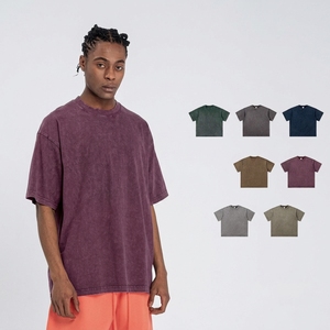 T-shirt Homme KITE Personnalisé Édition Américaine Boxy Coupe Ample Manches Courtes Coton Lavé Vintage Uni Vente en Gros - Product Image 1