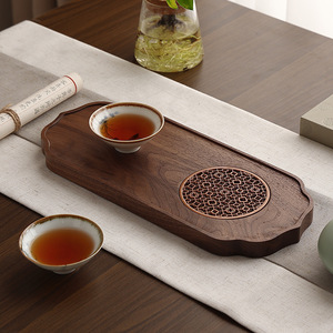 Solid Wood Dry Brewing Stand <b>Small</b> Black Walnut Wood Tea <b>Tray</b> Irregular Shape Office Desktop Use - Product Image 1
