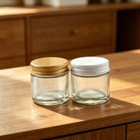 Botol Kaca Bening Berkualitas Tinggi 1oz dengan Tutup Aluminium Putih Kedap Udara & Anti Bocor, Dapat Digunakan Kembali untuk Krim Perawatan Kulit & Bedak Tabur