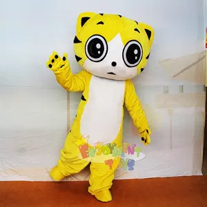 Netter gelber Tiger anzug Adult Walking Maskottchen Kostüm Ganzkörper Tier Cartoon Charakter Furry Kostüm Halloween