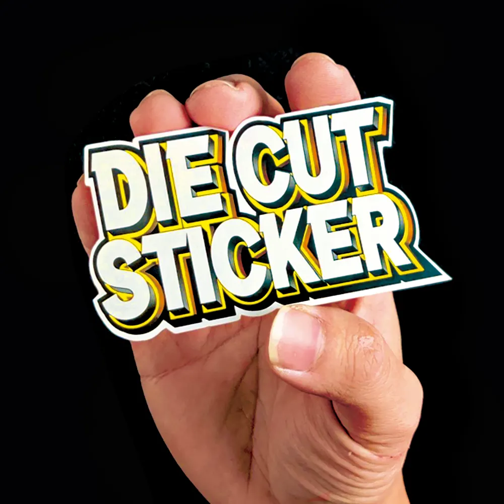 Stiker Logo Die Cut Kustom vinil PVC tahan UV Label cetak luar ruangan kedap air cetak berperekat stiker kustom