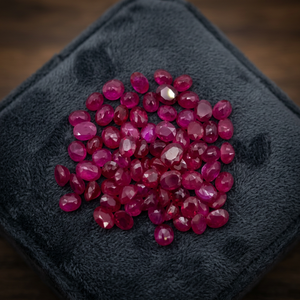 Lot de 368 pierres précieuses naturelles de rubis africain, 136 pierres rouges ovales brutes certifiées Jai Narayan Gems pour la vente en gros de bijoux - Product Image 3