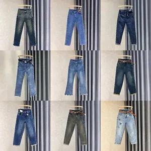 China factory direct sales Ladies slim stretch jeans pencil pants ripped destroyed women's jeans