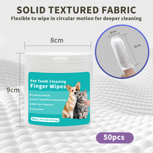 Pet <b>Teeth</b> <b>Cleaning</b> Finger Wipes 50Pcs For Cats And <b>Dogs</b> With Tea Polyphenol Unscented Antibacterial Grooming Care - Product Image 3
