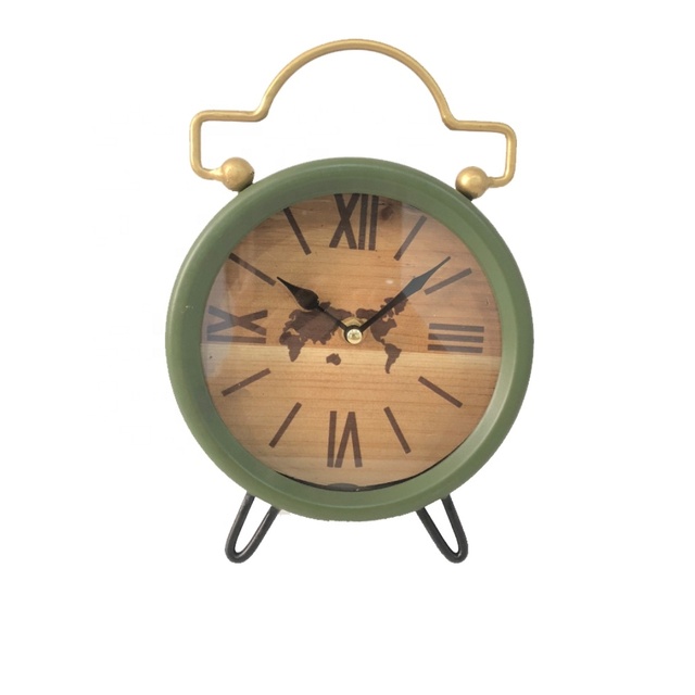 Battery Operated Hot Vintage Retro Old Fashioned Quiet Quartz Analog Desk Table Alarm Clock With Handle for Promotion