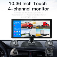 Moniteur de voiture AHD 4 canaux 10,36 pouces Écran tactile complet Moniteur vidéo de voiture Lecteur DVD de plafond pour voiture Bus Camion