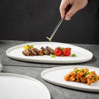 Assiette de présentation en céramique écologique, forme irrégulière, couleur blanc mat givré, pour steak, pâtes, sushi, vente chaude