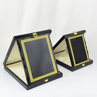 Plaques de certification en bois noir avec impression UV de motifs dorés personnalisés, récompenses MH-T194