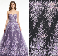 Tissu en tulle de luxe, lourd, à motifs floraux, broderie de sequins, disponible en plusieurs couleurs, tissu en maille pour robe de mariée