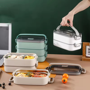 <b>Microwavable</b> Leak Proof Stainless Steel Bento <b>Box</b> Eco-Friendly Portable <b>Lunch</b> <b>Box</b> with Triple Tier for Kids Adults - Product Image 2