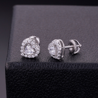 Boucles d'oreilles clous en forme de cœur, scintillantes, avec diamants Moissanite VVS, plaquées or 14 carats, bijoux pour femme en argent 925