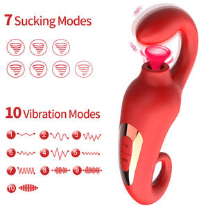 Siliconen seksspeeltjes voor volwassenen, 10 frequenties zuigende vibrerende couples tease, draagbare G-spot en clitoris stimulatie vibrator - Product Image 6