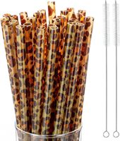 Pailles en plastique réutilisables écologiques en PP rigide de 9 pouces à imprimé léopard, sans danger pour les aliments, pour les boissons, les bars, les restaurants, les accessoires de fête
