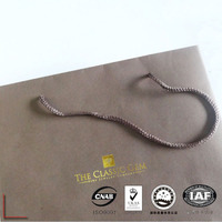 Sacs fourre-tout en papier kraft rose personnalisé avec logo de marque Accessoire complet de ruban pour vêtements, chaussettes, chaussures-Surface sérigraphiée