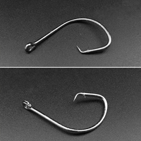 Hameçon de pêche à la ligne Texas Rig en acier à haute teneur en carbone Alpha Wholesale, hameçon à pointe barbelée pour leurres souples, pour la pêche au bar