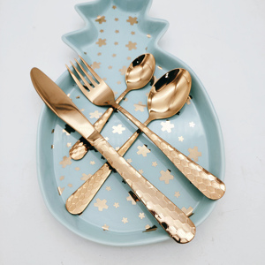 Juego de comedor de mesa chapado en oro de alta calidad Cubiertos de cobre de cubiertos de acero inoxidable - Product Image 2