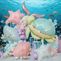 Feiyue Fournitures de Fête Thème Anniversaire Océan, Ensemble de 5 Ballons en Aluminium Coquillage Étoile de Mer pour Décoration de Fête d'Anniversaire CE/CPC