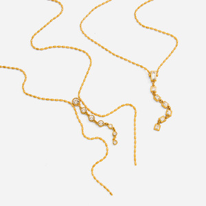 Collier en or 18 carats avec strass en forme de Y et pampilles pour femme, bijoux de fête, design géométrique - Product Image 1