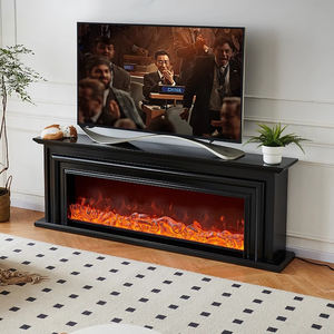 ब्लैक इंडोर डेकोरेटिव रिमोट इन्फ्रारेड एलईडी फ्लेम इलेक्ट्रिक फायरप्लेस कोर व्हाइट फॉक्स वुडन सराउंड फायरप्लेस टीवी स्टैंड मेंटल - Product Image 2