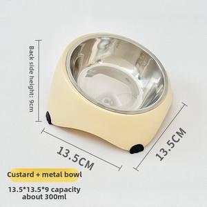 Mangkuk Makanan Anjing Modern Pola Solid Tahan Lama 15 Derajat Miring Bulat Mangkuk Tunggal untuk Anjing Bahan Stainless Steel Tempat Makan Hewan Peliharaan Dapat Dilepas - Product Image 5