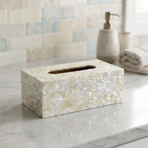 Caja de pañuelos rectangular decorativa hecha a mano con incrustaciones de nácar de alta calidad, accesorio de baño al mejor precio. - Product Image 1