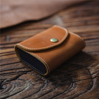 Portefeuille vintage en cuir de vachette pleine fleur Crazy Horse avec boucle, grande capacité, pour homme, en liège, porte-cartes multi-cartes, étui pour cartes de crédit