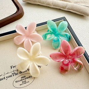 Molletta da donna alla moda in marmo a fiori Plumeria a becco d'anatra media semi-legata estensione per capelli Bauhinia lato frangia accessorio per capelli - Product Image 3